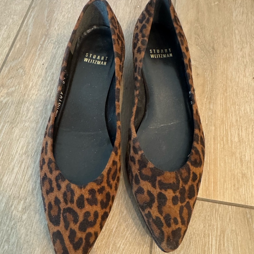 Stuart Weitzman Leopard Print Pointed Toe Flats